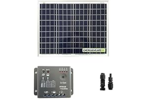 ENERGIASOLARE100 RISPARMIARE SENZA INQUINARE Kit pannello solare policristallino 50W 12V per camper roulotte nautica con regolatore di carica PWM 5A (EP5)