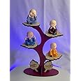 Handcrafted Baby Monk Showpiece With Wooden Design Base & Crafting For Your Living Room, Drawing Room, Study Room Etc, Fantasy, 7 Cm, 17 Cm