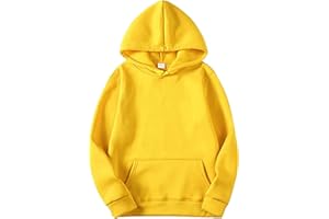 liaddkv Felpa a maniche lunghe con cappuccio oversize, unisex, in tinta unita, con tasca a marsupio, girocollo, morbido capo basic per autunno, inverno