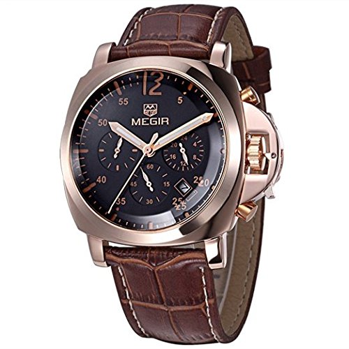 Megir Mnner Luxus-Uhr-Mann-Chronograph-Sport-Uhr-echtes Leder-Mnner Quarz-Armbanduhr Megir Mnner Luxus-Uhr-Mann-Chronograph-Sport-Uhr-echtes Leder-Mnner Quarz-Armbanduhr