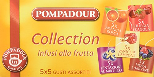 Pompadour - Infusione per Bevande Calde, Infusi alla Frutta, 5 Gusti Assortiti - 25 filtri - [confezione da 3]
