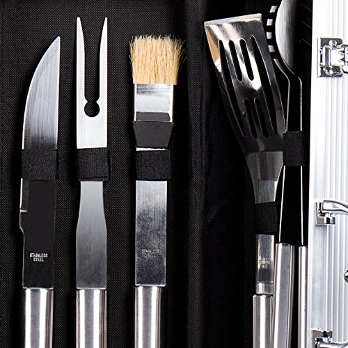 Rustler RS-0531 Grillbesteck Set im Aluminium Koffer, 5-teilig, silber - 5