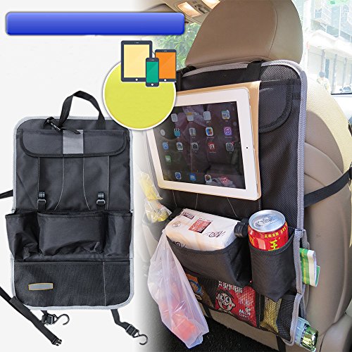 BXT Large Volume Car Back Seat Hanging Storage Bag iPad Tablets Hands-Free Pockets Vehicle Organizer Multiuse Food/Bottles/Tissue/Cellphone Holder Organizer Pockets for kids