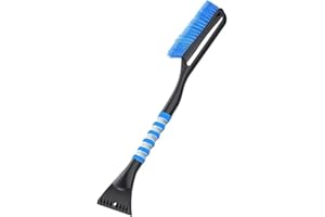 DUTTY 2 in 1 snow shovel and brush for vehicle glass, furniture window glass defrosting, snow scraping, deicing, blue