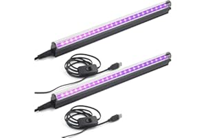 Okaywork Tira de LED - 2 PCS lámparas de luz negra, tubo de luz ultravioleta ajustable con interruptor, tira de LED ultravioleta para discoteca, iluminación de escenario.