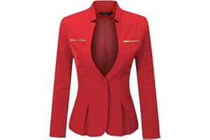 YYNUDA Blazer Femme Elegant Fit Veste de Costume avec Un Bouton pour Femme