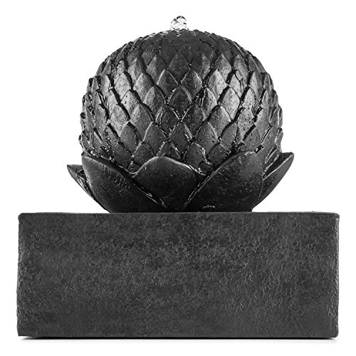 Blumfeldt Zen Garden Zierbrunnen Gartenbrunnen (2 Watt Solarpanel, 3,7 V / 2000 mAh Lithium-Ionen Akku, Basaltoptik, LED-Beleuchtung) schwarz - 2
