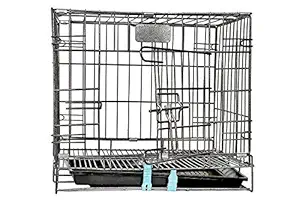 PSK PET MART Single Door Folding Metal 18 INCH Antique Black with Removable Tray Rabbit Puppies Dog Cage/Crate/Kennel (43 cm x 31 cm x 39.5 cm)