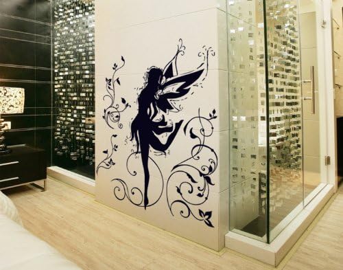 Black Demon Girl with Wing Girl Dance Elegant Flower Wall Decal Sticker D¨¦cor