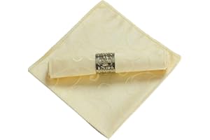 JK Home 4 pack 48x48cm Cloth Napkins, Washable Soft Comfortable Reusable Polyester Jacquard Square Dinner Napkins for Cocktail Party Daily Family Use Light Yellow