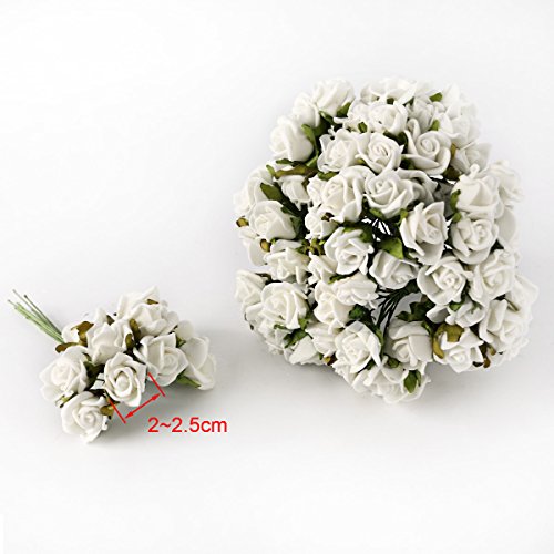 100er WEISS Schaumrosen Brautstrauss Rosenstrauss Kunstrose Hochzeit Deko - 3