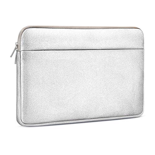 A Tailor Bird Funda Ordenador Portátiles 13-13.3" Glitter PU Cuero Fundas Protectora Portátil Impermeable con Interior de Terciopelo Suave y Bolsillo Lateral Multifuncional - Plata Brillante