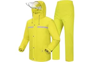 Coutyuyi Herren & Damen Regenanzug Reflektierender 100% Wasserdichter Anzug Outdoor Regenmantel Winddicht Regenjacke