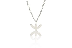 VASSAGO Collier en acier inoxydable avec symbole berbère africain Collier ethnique berbère islamique musulman arabe Cadeau pour homme et femme