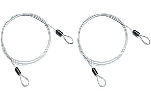 MAKENLUG 2 Pcs Security Cable Luggage Lock, 2m x 2mm Safety Cable Lock with Double Loop Braided Steel Chain Lock Bicycle Safety Stainless Steel Wire Rope (Silver)