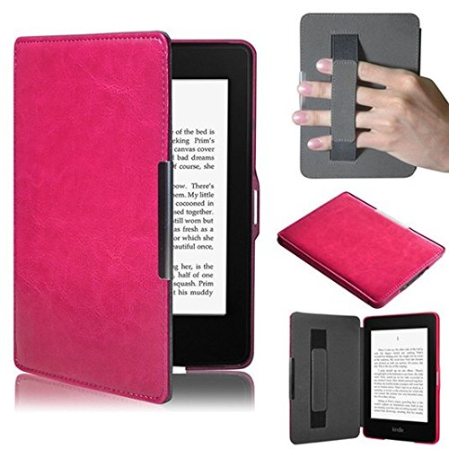 Voguecase® für Amazon Kindle Paperwhite, Sicherheits-Handschlaufe Kunstleder Tasche PU Schutzhülle Tasche Leder Brieftasche Hülle Case Cover (Rosa) + Gratis Universal Eingabestift