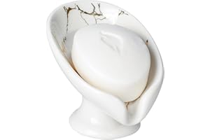 Qixuer mydelniczka ceramiczna, z odpływem, utrzymuje mydło w kształcie liści, w stylu vintage, biała mydelniczka do łazienki, prysznica, umywalki, kuchni