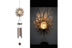 ‎LIFEMET Hanging Solar Wind Chimes - Solarleuchten LED Nachtlichter im Freien Garten Wasserdicht Metall Windglocke Chime Light Lamp für Patio Deck Lawns Yard Terrasse Hof