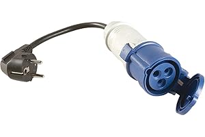 CAO C.A.O. Cordon Adaptateur Caravane Standard Français/CEI Camping, Bleu, 2 pôles + Terre 10/16A-200-250V-50Hz
