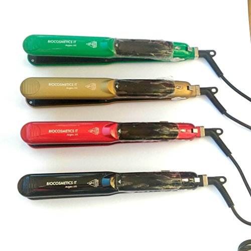 BIOCOSMETICS IT – Professionelle Haarglätter AD Infusion von Dampf – -Platten aus Keramik – Behandlung Argan Hair Repair – Triple Action glatt, befeuchtet und schützt die Haar – Schenkt die Natur Glanz – für jeden Typ von Haar grün - 2
