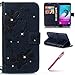 Produktbild Galaxy A5 2016 Hülle Case,Galaxy A5 2016 Schutzhülle,Galaxy A5 2016 Leder Klapphülle Lederhülle,Hpory Luxus Bling Glitzer Kristall Strass Diamant Schmetterling Rose Muster PU Leder Wallet Tasche Brieftasche im Bookstyle Flip Cover Ledertasche Schutz Hülle Handytasche Etui Weiche Silikon Innenschale mit Karten Slot und Magnetverschluß Kunstleder Tasche Schutzhülle Etui Schale für Samsung Galaxy A5 2016 + 1 x Hpory Stylus-(Dunkelblau)