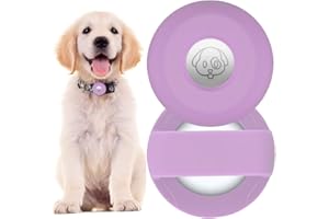 PKQTOP Pet Collar Holder for Airtag, Silicone Dog Collar Cover Compatible with Apple Airtag GPS Tracker, Waterproof Case for Cat Collar