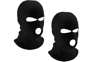 Teouuas Balaclava med 3 hål, 3-håls stickad Balaclava, herr och dam, vindtät och varm, för motorcykel, cykling, jakt, cykling