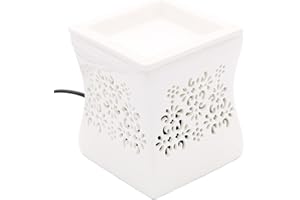 Candle-Brothers elektrische Duftlampe für Zuhause | Duftlampe NATA | Aromalampe für Duftwachs | Raumduft Elektrisch | Weiße Duftlampe aus Keramik | Lampe für Büro, Schlafzimmer, Yoga