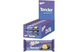‎MILKA Milka Tender Milch – Biskuit-Rolle mit feiner Milchcrème-Füllung, umhüllt von Alpenmilch-Schokolade – 21 x 35g