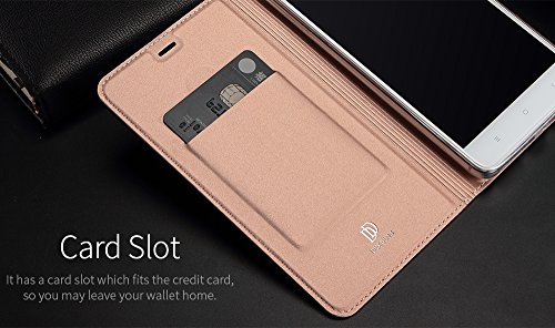 Xiaomi RedMi Note 4X Funda  SMTR Ultra Silm de PU Cuero Flip  Leather Wallet Case Cover Carcasa Funda con Ranura de Tarjeta Cierre Magn  tico y funci  n de soporte para Xiaomi RedMi Note 4X  Oro rosa