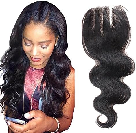 Rabake 1PC 100% Real Brazilian Remy Closure 4*4" Three Part Body Wave Human Hair Lace Closure 1B# Natural Black Color (16inch)