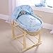 Clair de Lune Ahoy Palm Wicker Moses Basket (Blue)