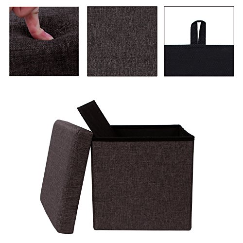 Songmics LSF27K Faltbarer Fußbank Aufbewahrungsbox belastbar bis 300 kg, Stoff, kaffeefarbe, 38 x 38 x 38 cm - 3