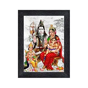 Bhole Nath parivar (Maa Parvati, Ganesh, Kartikey and Shiv Shankar) Religious Wood Photo Frames(photoframe,Multicolour,8x6inch)-20518