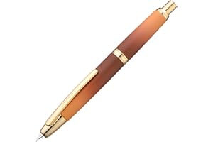 WIKULT Jinhao 10 Press Fountain Pen with Box, Caramel Orange Gradient Retractable Fine Nib with Ink Converte Set (Golden Clip)