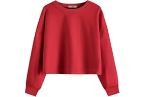 Arshiner Felpa da Bambina a Maniche Lunghe Crop Top in Cotone Girocollo Pullover Top per Bambini 5-12 Anni