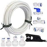 Queta 20m 1/4" Water Pipe and Connector Equipment, 10pcs RO Reverse Osmosis Filter System Package for Refrigerator etc; (Tube