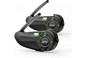 VFOUND Q8 Motocicleta Casco Bluetooth Intercom Auriculares,Mesh 3.0 Grupo Sistema de Intercomunicación con el intercambio de música y IP67 resistente al agua para 6 pilotos Grupo de conversación (2 Piezas)