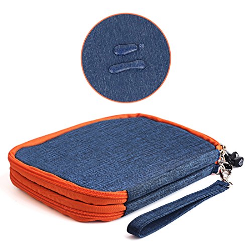 Wrcibo Universal Travel Tragen Tragbarer Organizer Doppelschichte Organisator Elektronik Zubehör Reiseorganisator für Kabel, Karte und USB Laufwerk, Blau - 4