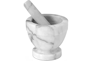 Home Molcajete con Pilón, Marmol, Blanco/Gris, 12 cm