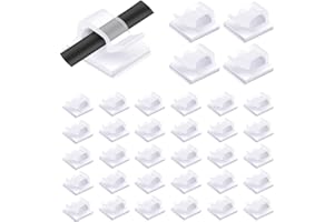 QOCUILC 30 Pezzi Clip per Cavi da Esternocon Nastri Adesivi,Clip Ganci Autoadesivi Fermacavi，Fermacavi Adesivi，Accessori Scrivania，Cable Management Scrivania