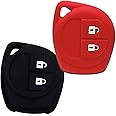 AUTOFRILL 2 Pcs Silicone Car Key Cover for Maruti Suzuki Baleno, Grand Vitara, XL6, Swift, Brezza, Ertiga, Dzire, Celerio, Ciaz, SX4, Ignis, S Presso, S Cross, Fronx 2 Button Key Cover (Black-Red)