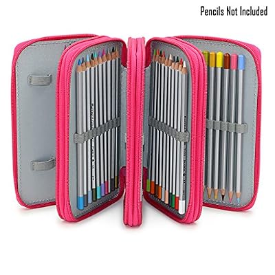 Sumnacon 72 trous Trousse/ Sac de crayon pour l'école et bureau avec Grand capacité Multi- couches (rouge)