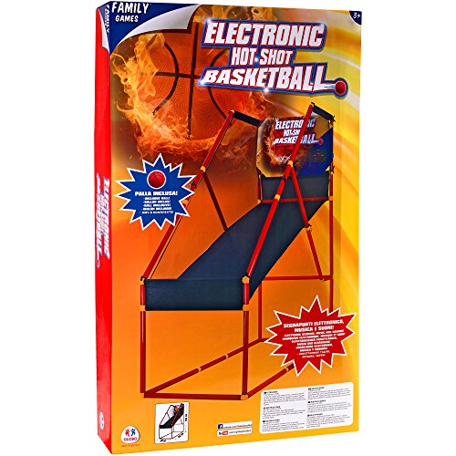 Family Games - Baloncesto con Pilas con Marcador, música con Canasta y Pelota (Globo 37390)