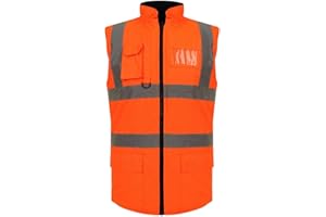 Top Demand Hi-Viz Vis High Visibility Reflective Fleece Security Work Gilet Body Warmer Zip Waistcoat Jacket