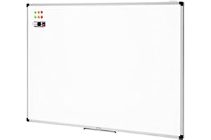 ‎AMAZON BASICS Amazon Basics Magnetisches Whiteboard mit Stiftablage und Aluminiumleisten, trocken abwischbar, 120 cm x 90 cm (B x H), Weiß