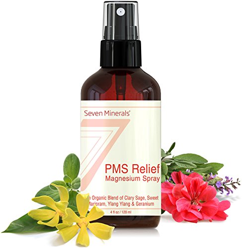 Preisvergleich Produktbild NEU Seven Minerals PMS Magnesium Spray 120ml Entlastung von Menstruationsbeschwerden,Krämpfen und Regelschmerzen. PMS Unterstützung mit ionischem Magnesiumchlorid und USDA organischen ätherischen Ölen