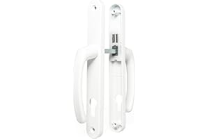TSS UPVC Door Handle Set - Lever/Lever Design - 192mm PZ Centers - 215mm Screw to Screw - 245mm x 32mm Backplate - White PVC Replacement