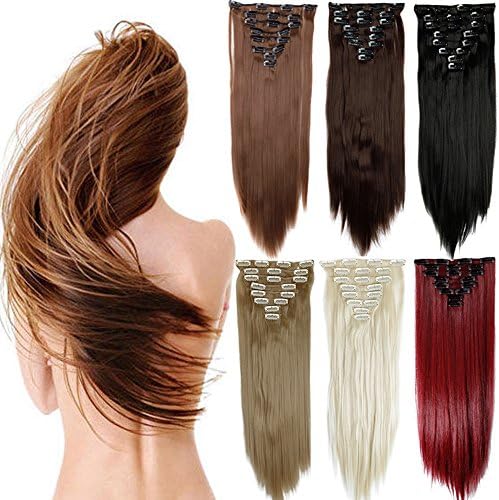 Vorcy 23" 8pcs Real Long Straight Full Head Clip in Hair Extensions Extension Sexy Lady Fashion Choice 14 Colours(Medium Browm)