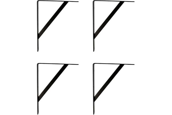 Amig - 4-pack svarta hyllkonsoler - 250 x 200 mm hyllkonsoler - Kraftigt stål: upp till 330 kg